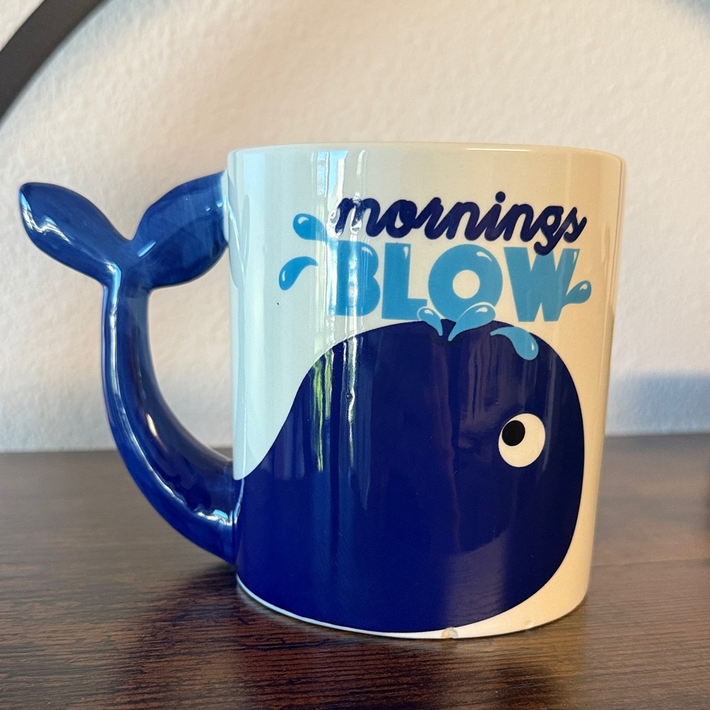 Big Mouth Inc. Blue Whale Mornings Blow Ceramic Mug